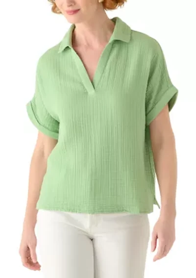 Women's Short Sleeve Gauze Swing Top