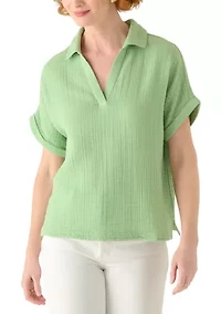 Women's Short Sleeve Gauze Swing Top