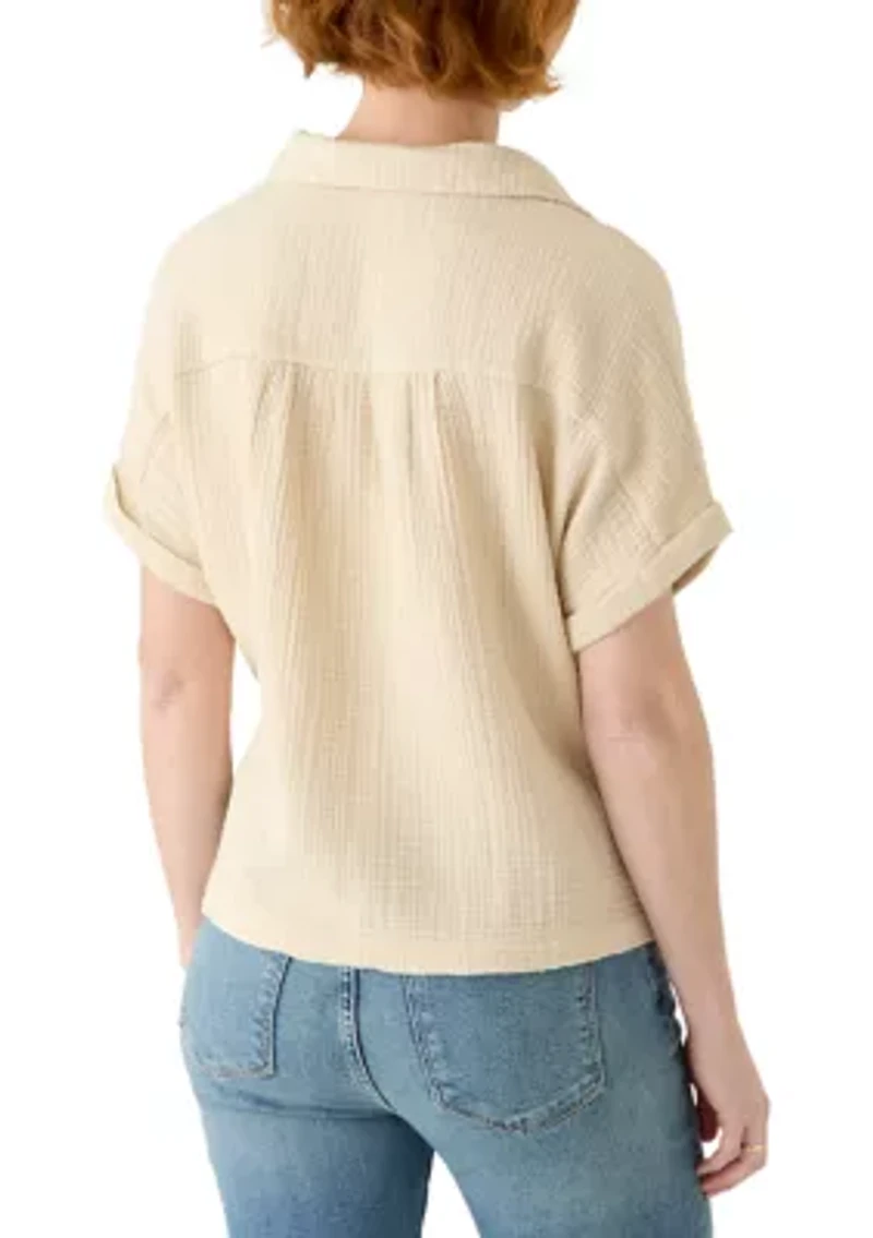 Women's Short Sleeve Gauze Swing Top