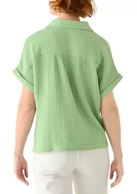 Women's Short Sleeve Gauze Swing Top