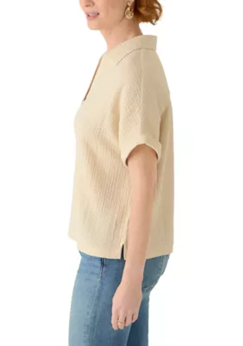Women's Short Sleeve Gauze Swing Top