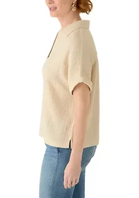 Women's Short Sleeve Gauze Swing Top