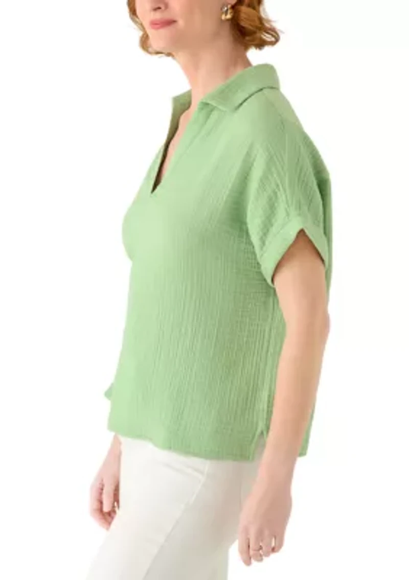 Women's Short Sleeve Gauze Swing Top
