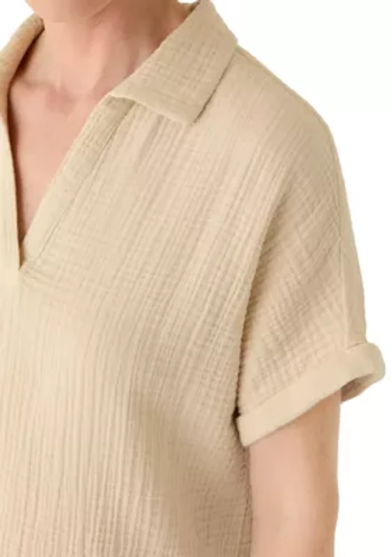 Women's Short Sleeve Gauze Swing Top