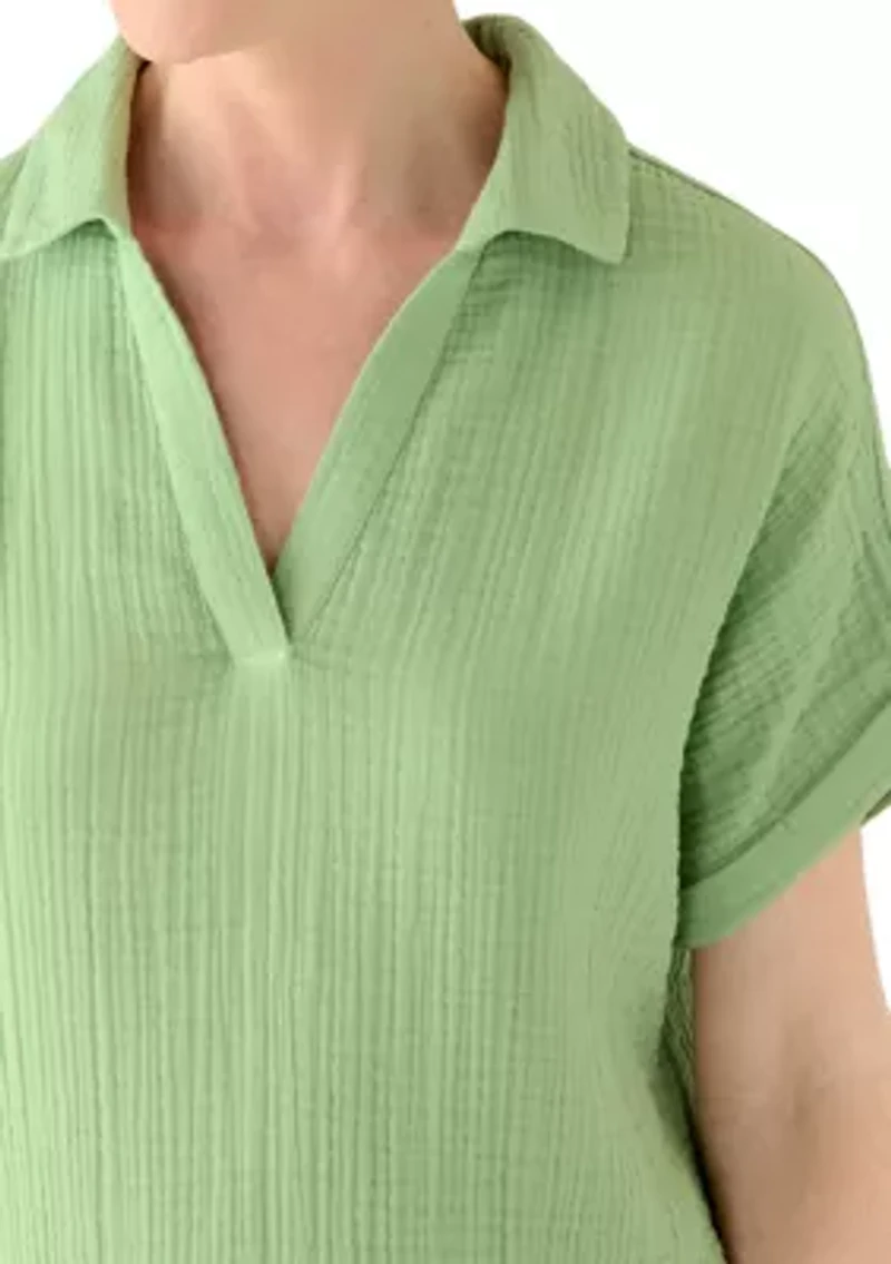 Women's Short Sleeve Gauze Swing Top