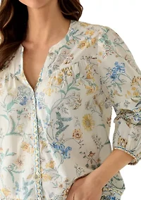 Women's 3/4 Sleeve Printed Mixed Top