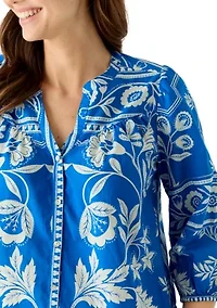 Women's 3/4 Sleeve Printed Mixed Top