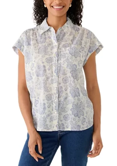 Women's Short Sleeve Camp Printed Shirt
