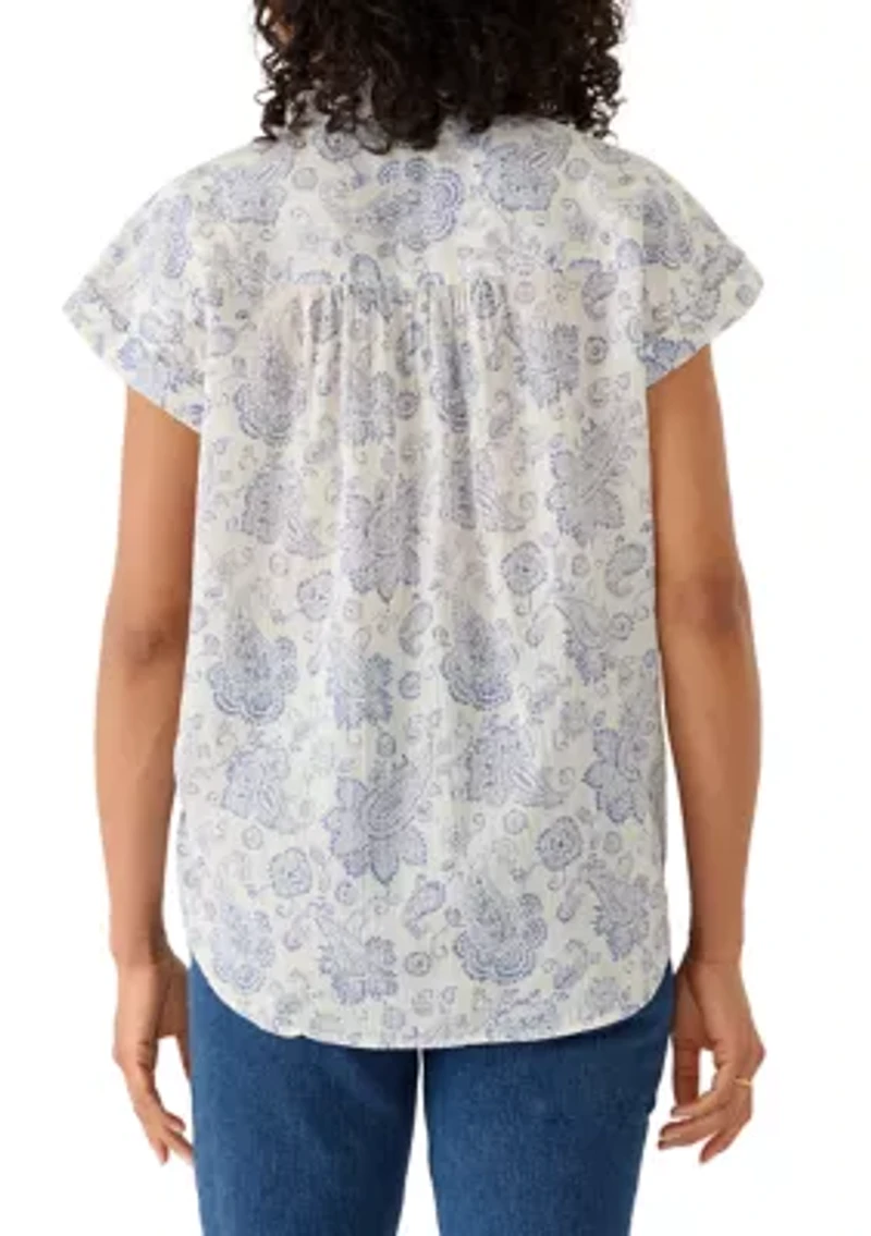 Women's Short Sleeve Camp Printed Shirt