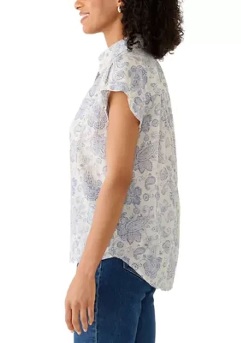 Women's Short Sleeve Camp Printed Shirt