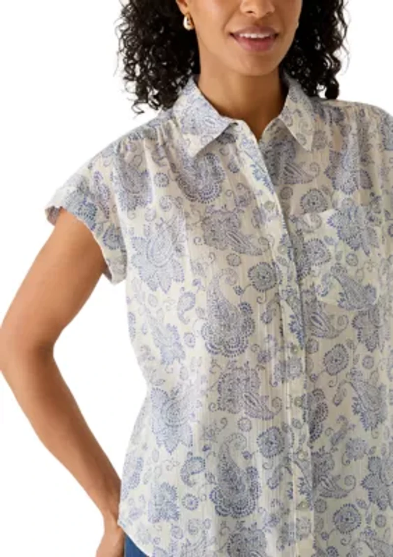 Women's Short Sleeve Camp Printed Shirt