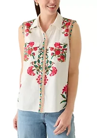 Women's Sleeveless Embroidered Top