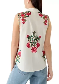 Women's Sleeveless Embroidered Top