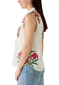 Women's Sleeveless Embroidered Top