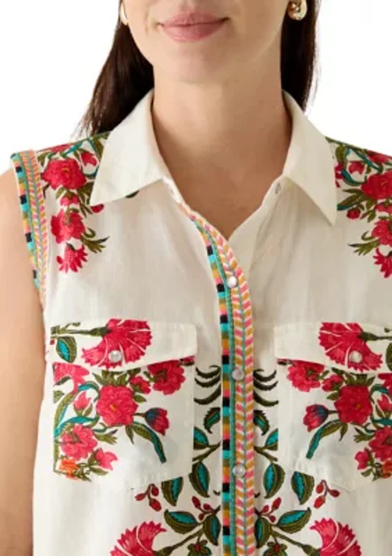 Women's Sleeveless Embroidered Top