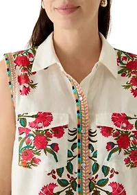 Women's Sleeveless Embroidered Top