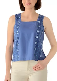Women's Square Neck Sleeveless Printed Top