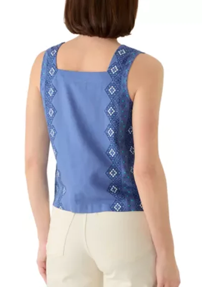 Women's Square Neck Sleeveless Printed Top