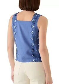 Women's Square Neck Sleeveless Printed Top