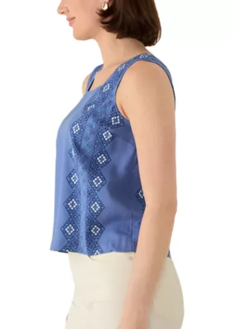 Women's Square Neck Sleeveless Printed Top