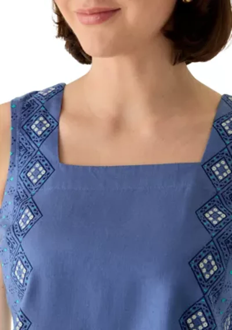 Women's Square Neck Sleeveless Printed Top