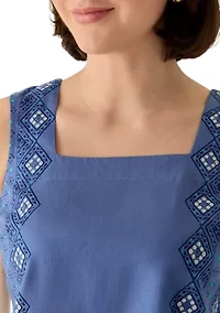 Women's Square Neck Sleeveless Printed Top