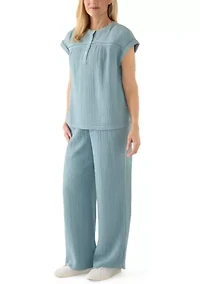 Women's Short Sleeve Gauze Henley Shirt