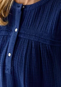 Women's Short Sleeve Gauze Henley Shirt