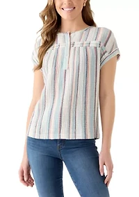 Women's Dolman Gauze Henley Top