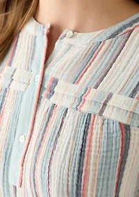 Women's Dolman Gauze Henley Top