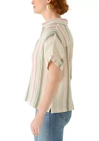 Women's Short Sleeve Gauze Swing Top