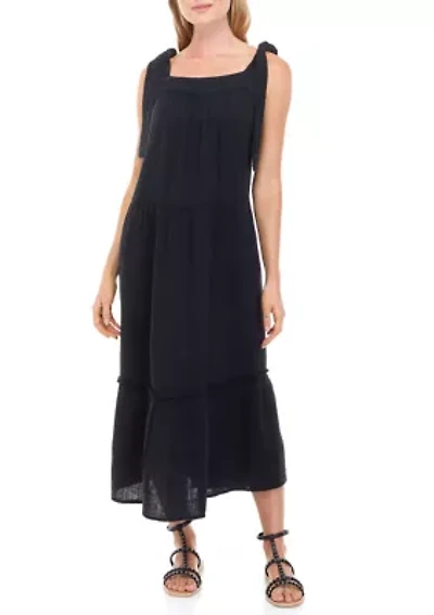 Petite Sleeveless Tiered Gauze Maxi Dress