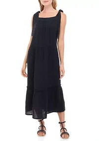 Petite Sleeveless Tiered Gauze Maxi Dress