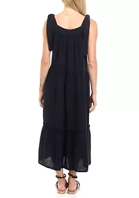 Petite Sleeveless Tiered Gauze Maxi Dress