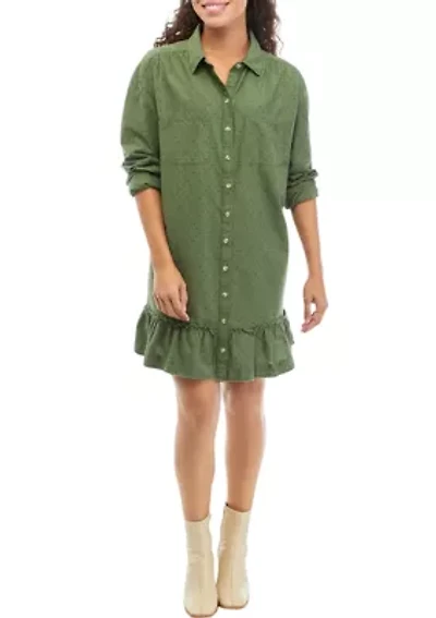Petite Ruffle Hem Shirtdress