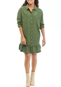 Petite Ruffle Hem Shirtdress