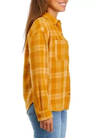 Petite Long Sleeve Yarn Dyed Boyfriend Shirt