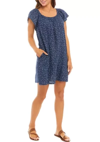 Petite Flutter Sleeve Printed Dress