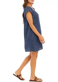 Petite Flutter Sleeve Printed Dress