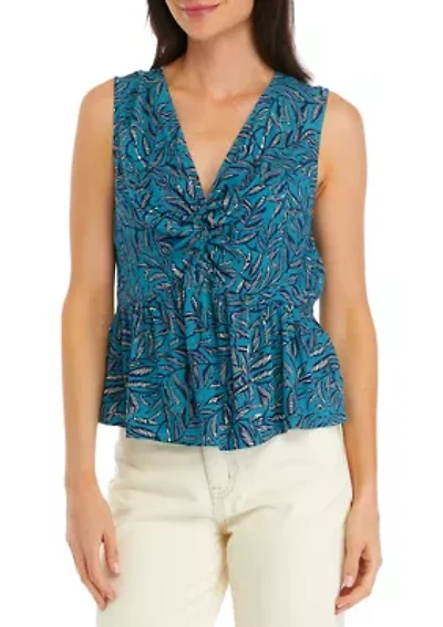 Petite Printed Twist Front Tank Top