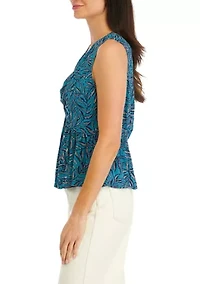 Petite Printed Twist Front Tank Top