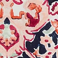Petite Pintuck Printed Button Down Blouse