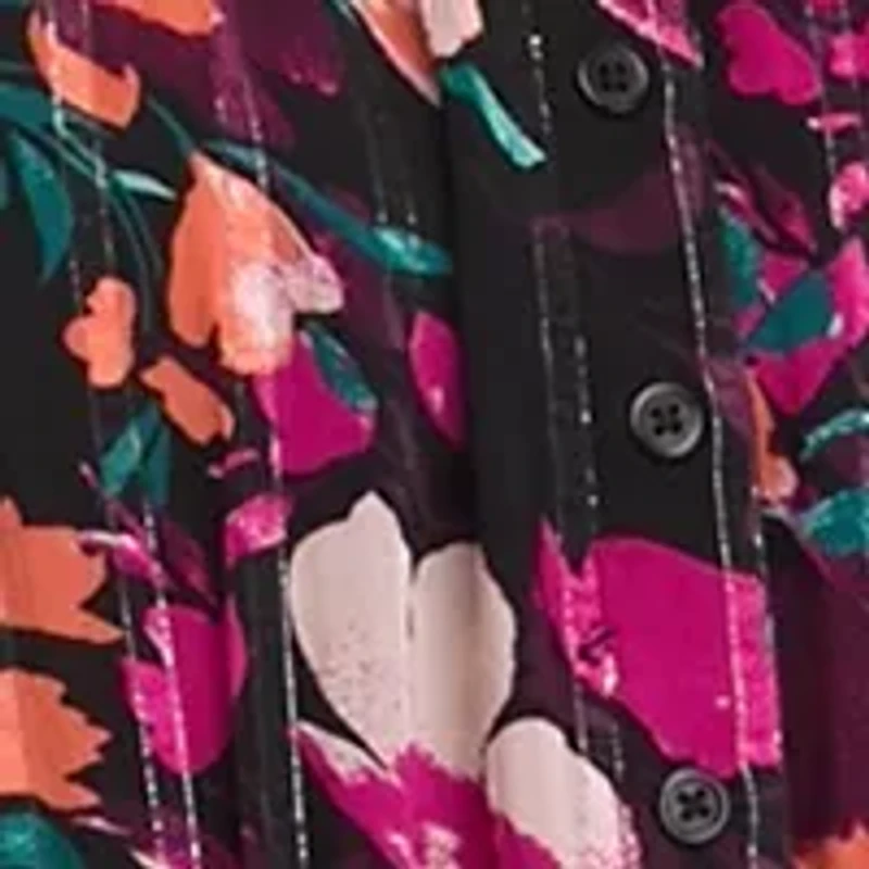 Petite Smocked Waist Printed Midi Dress