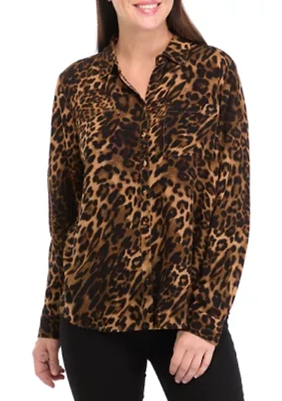 Petite Printed Button Down Shirt