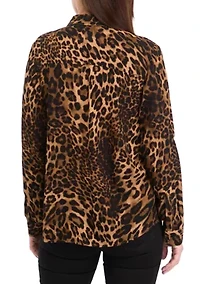 Petite Printed Button Down Shirt