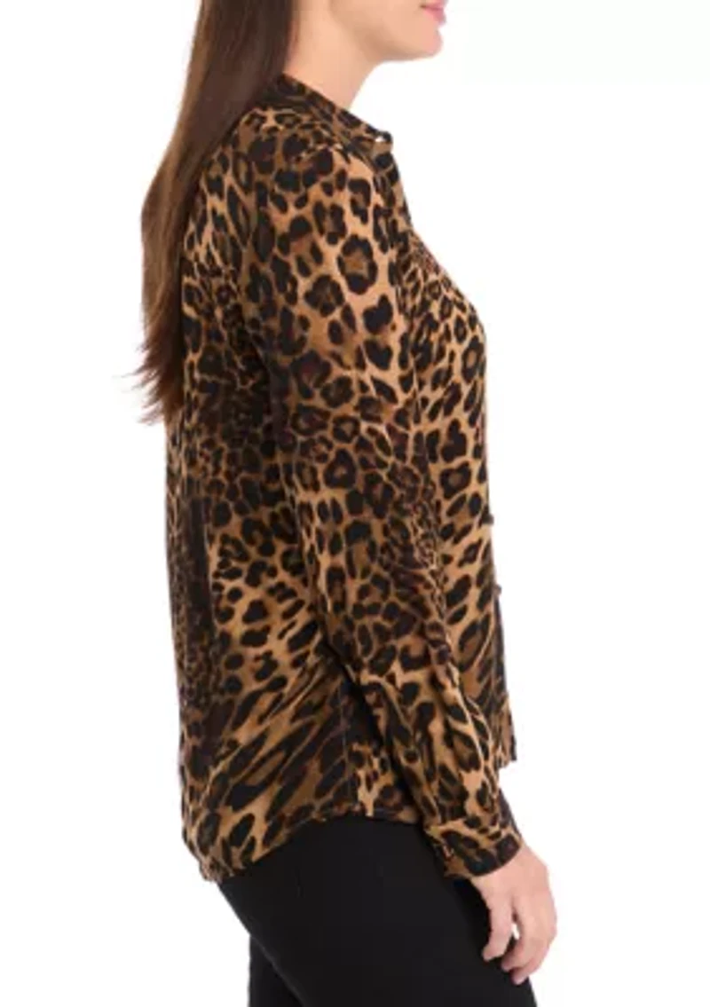 Petite Printed Button Down Shirt