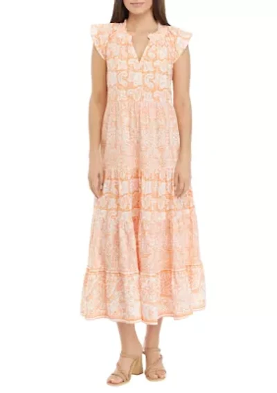 Petite Printed Tiered Maxi Dress