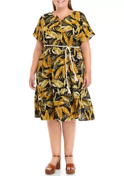 Plus Short Sleeve Gauze Midi Dress