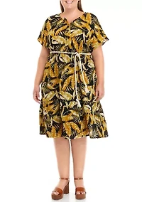 Plus Short Sleeve Gauze Midi Dress