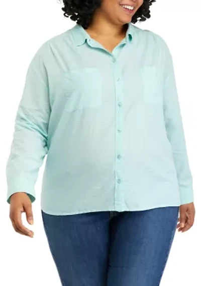 Plus Long Sleeve Boyfriend Shirt